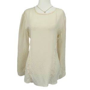 Veronica Beard Cream Polkadot Long Sleeve Silk Blouse A10